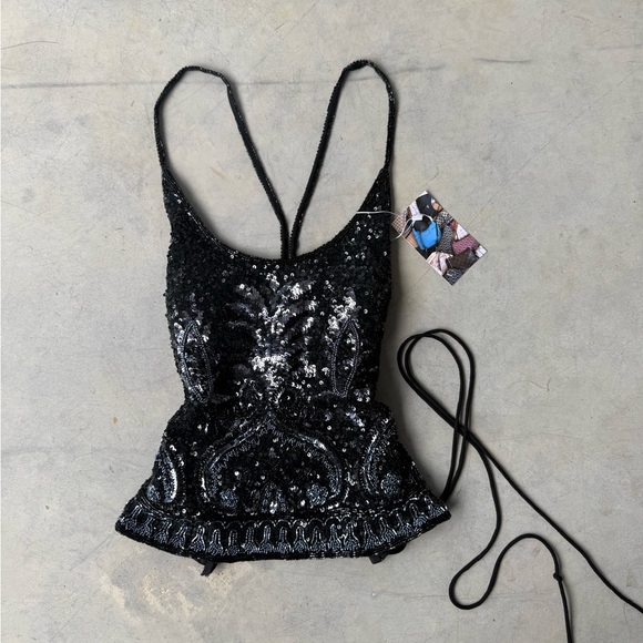 Vintage cache beaded sequin top - Picture 1 of 4